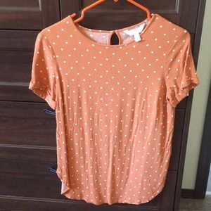 Lauren Conrad orange polka top short sleeve blouse